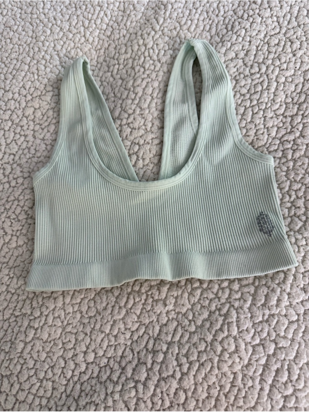 Free people movement ribbed scoop neck bra. Size M/L. Light mint green